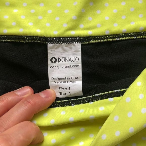 Dona Jo Size 1 Small S Jojo skirt Skort yellow white polkadot athletic - Picture 2 of 7